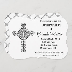 Catholic Holy Spirit Dove Cross Confirmation Invitation
