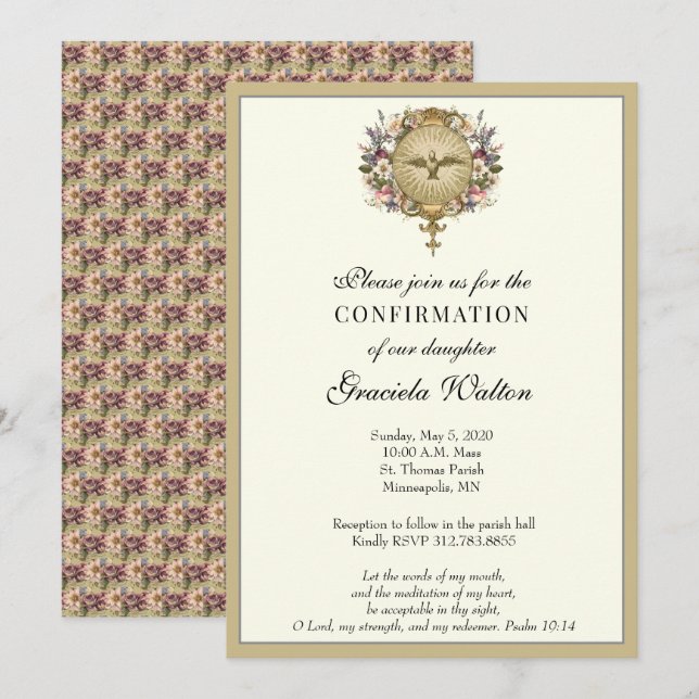 Catholic Holy Spirit Sacrament of Confirmation Invitation (Front/Back)