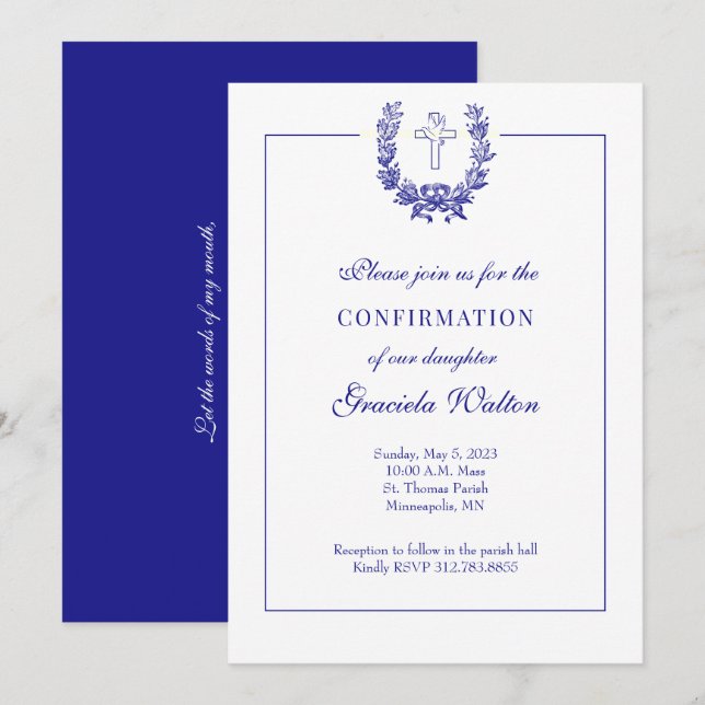Catholic Holy Spirit Sacrament of Confirmation Invitation (Front/Back)