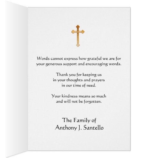 Catholic Holy Trinity Saints Thank You Condolences (Inside (Right))