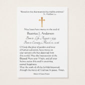 Catholic Host Chalice Funeral Memorial Holy Card - (Back)