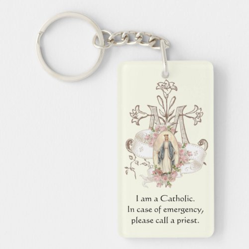 Catholic ID Religious Blessed Virgin Mary Keychain
