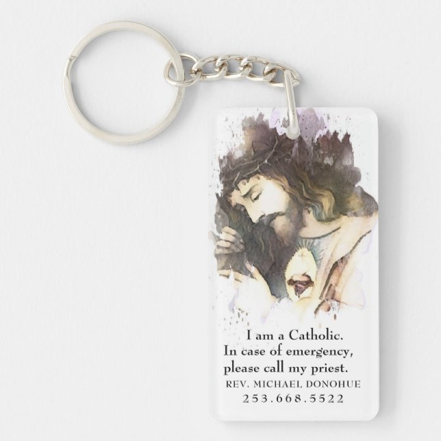 Catholic ID Religious Jesus Sacred Heart Keychain (Front)