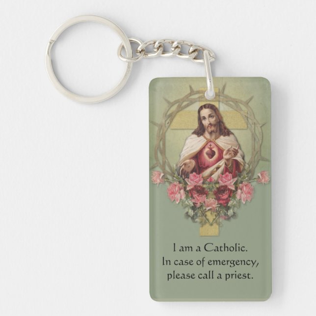 Catholic ID Religious Sacred Heart of Jesus  Keychain (Front)