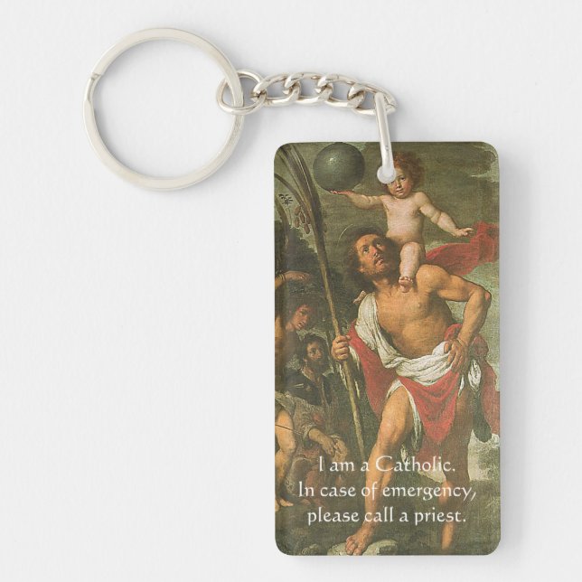 Catholic ID Religious St. Christopher Keychain (Front)