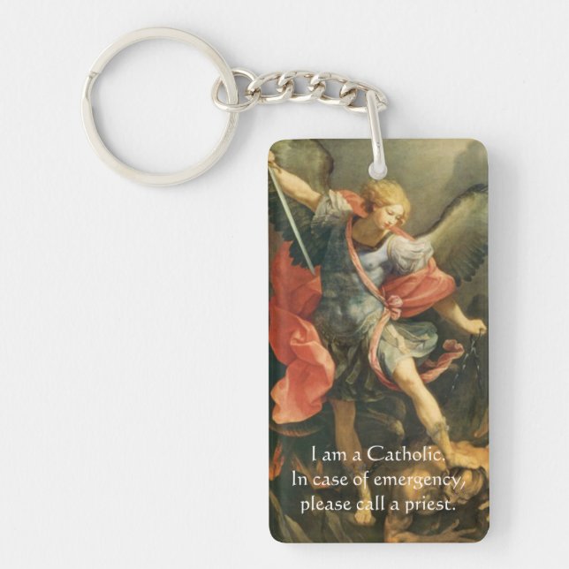 Catholic ID Religious St. Michael Archangel Keychain (Front)