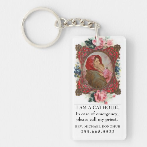 Catholic ID Religious Virgin Mary Jesus  Keychain