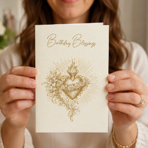 Catholic Immaculate Heart Birthday Blessings Thank You Card