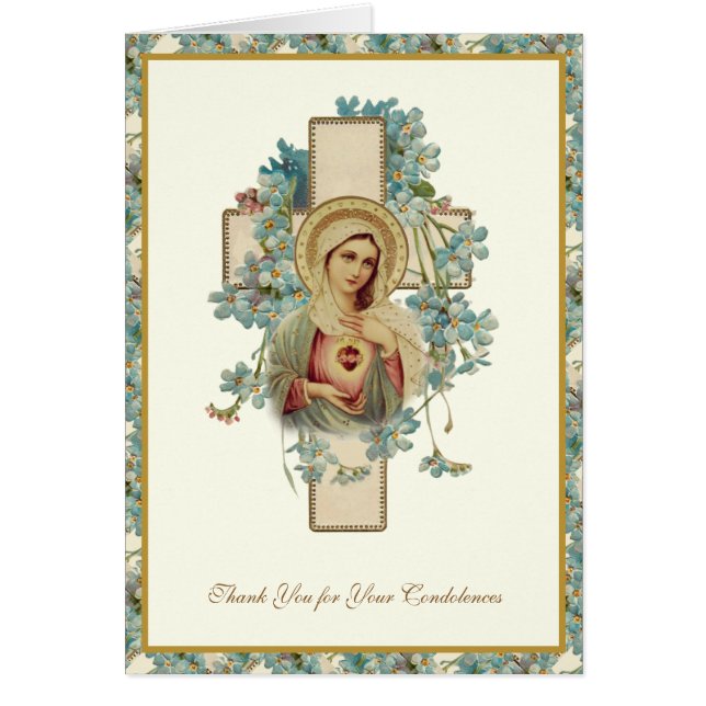 Catholic IMMACULATE HEART MARY  Funeral Condolence Cards (Front)
