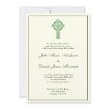 Catholic Irish Celtic Cross Green Ivory Invitatio