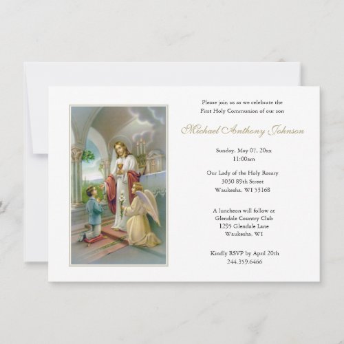 Catholic Jesus Boy First Communion Invitations