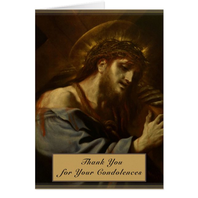 Catholic Jesus Carrying Cross Funeral Prayer Cards (Front)