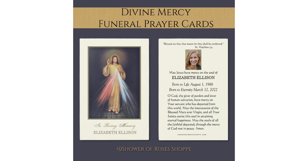 Catholic Jesus Divine Mercy Funeral Prayer Card Zazzle