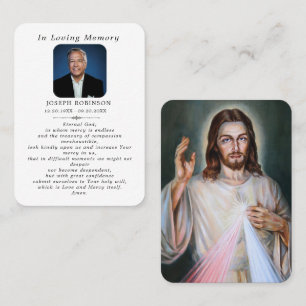 Catholic Jesus Divine Mercy Funeral Prayer Card