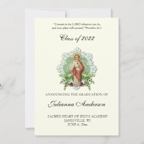 Catholic Jesus Elegant Religious Graduation Invitation