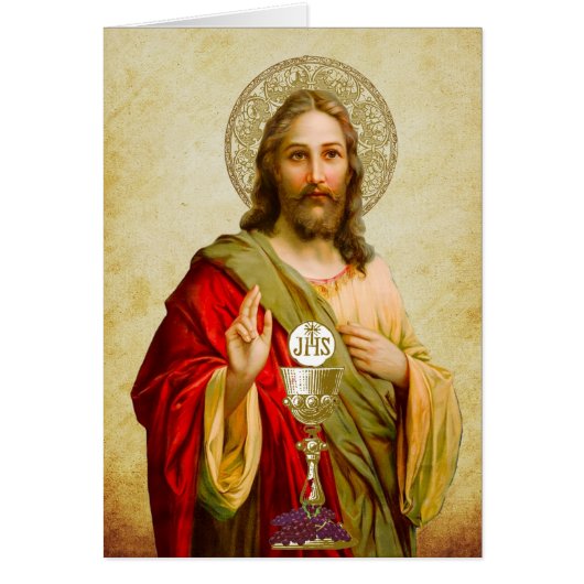 Catholic Jesus First Communion Chalice Host Cards (Front)