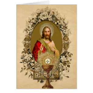 Catholic Jesus First Communion Chalice Host Cards