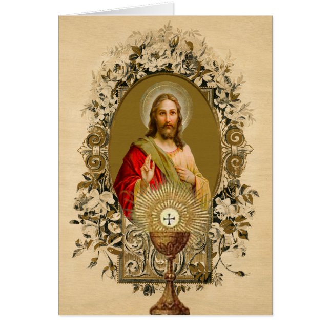 Catholic Jesus First Communion Chalice Host Cards (Front)