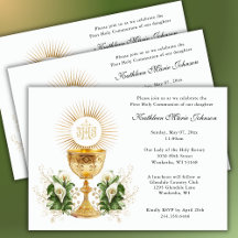 Catholic Jesus First Communion Floral Invitations