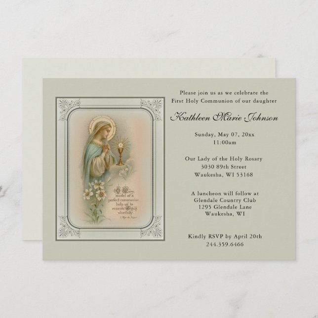 Catholic Jesus First Communion Invitations (Front/Back)
