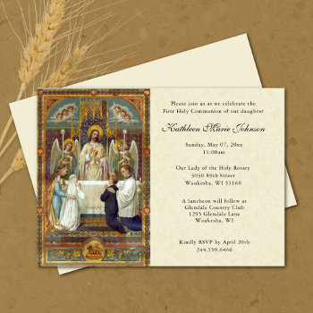 Catholic Jesus First Communion Invitations by ShowerOfRoses at Zazzle