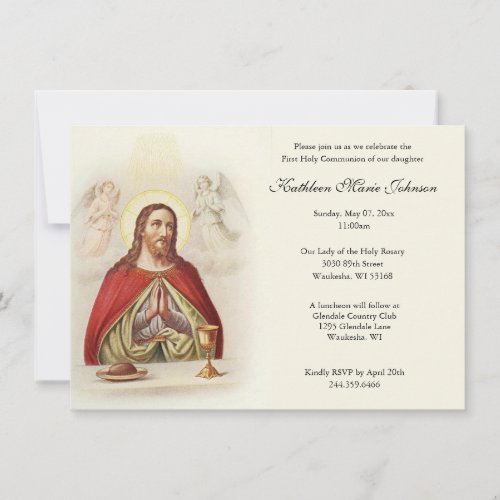 Catholic Jesus First Communion Invitations