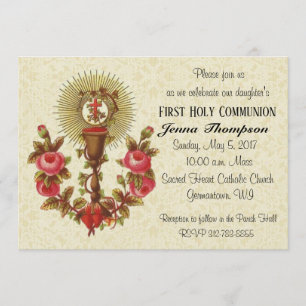 Catholic Jesus First Communion Vintage Invitations