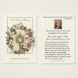 Catholic Jesus Floral Funeral Prayer Card