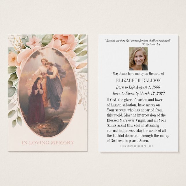 Catholic Jesus Funeral Memorial Prayer Card (Front & Back)