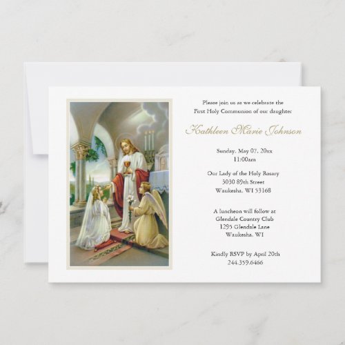 Catholic Jesus Girl First Communion Invitations