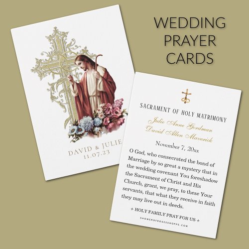 Catholic Jesus Gold Cross Wedding Prayer Card
