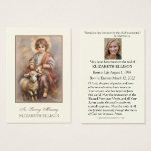 Catholic Jesus Good Shepherd Funeral Prayer Card