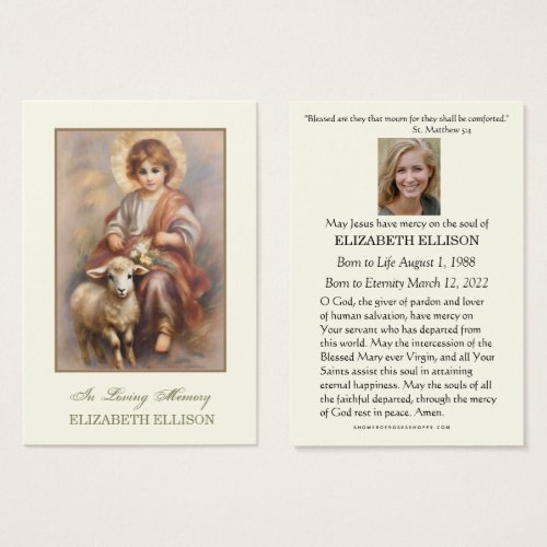 Catholic Jesus Good Shepherd  Funeral Prayer Card
