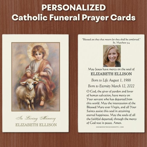 Catholic Jesus Good Shepherd  Funeral Prayer Card