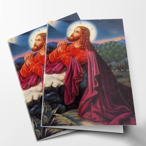 Catholic Jesus Praying Funeral Thank You Card