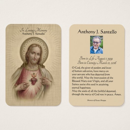 Catholic Jesus Religious Funeral Prayer Holy Card (Front & Back)