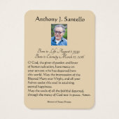 Catholic Jesus Religious Funeral Prayer Holy Card (Back)