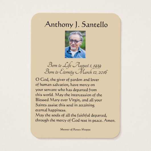 Catholic Jesus Religious Funeral Prayer Holy Card (Back)