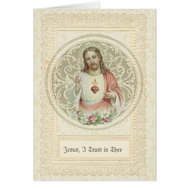 Catholic Jesus Religious Sacred Heart Prayer Cards (Front)