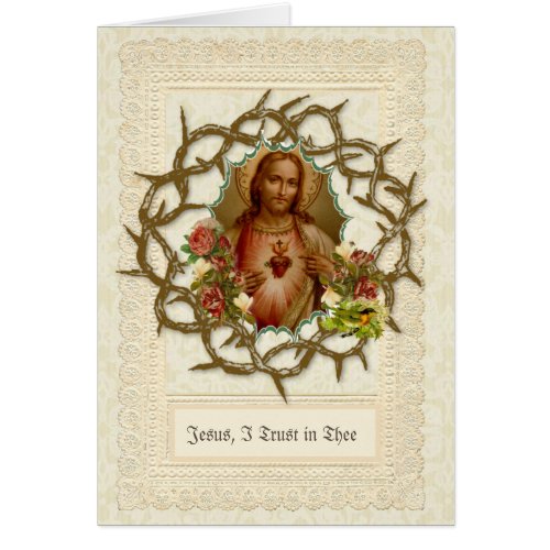 Catholic Jesus Sacred Heart Religious Floral