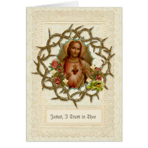 Catholic Jesus Sacred Heart Religious Floral Cards