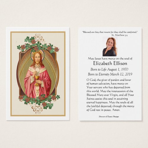 Catholic Jesus Vintage Floral Funeral Prayer Card
