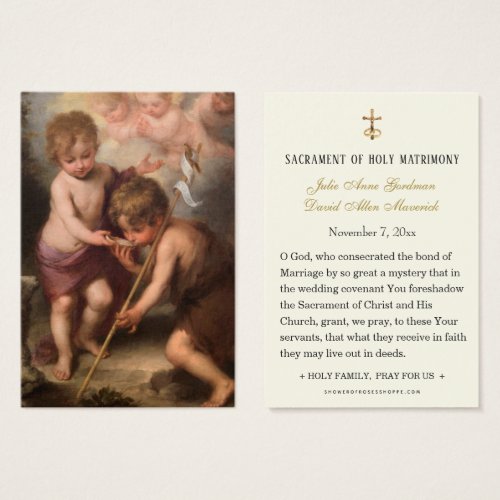 Catholic John the Baptist  Wedding Holy Card