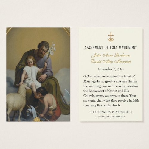 Catholic John the Baptist Wedding Holy Card