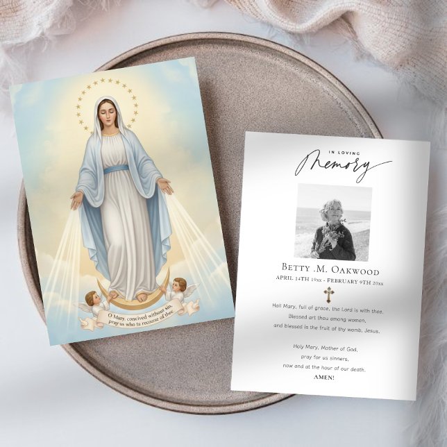 Catholic Lady of Grace Religious Funeral  Prayer Card (Lady of Grace Religious Catholic Funeral Prayer Card)