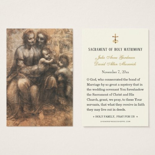 Catholic Leonardo DaVinci  Wedding Holy Card
