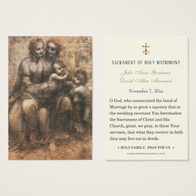Catholic Leonardo DaVinci  Wedding Holy Card (Front & Back)