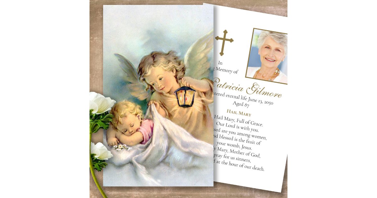 Catholic Loss Angels Funeral Prayer Sympathy Cards | Zazzle