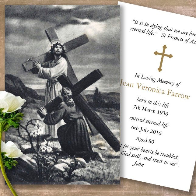 Catholic Loss Jesus Funeral Prayer Sympathy Cards (catholic, religious, celebration of life, in loving memory of, prayer cards for bereavement)