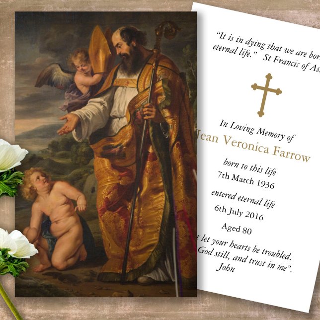 Catholic Loss St Augustine Prayer Sympathy Cards (catholic, religious, celebration of life, in loving memory of, prayer cards for bereavement)